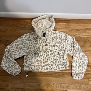 North Face Cheetah Print Cropped half zip hoodie - Size Small, NWOT!
